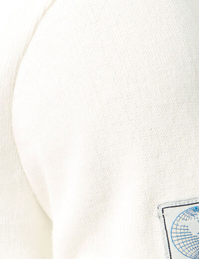 Pull fin col rond manches longues ecru homme