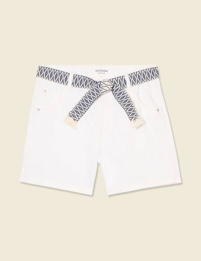 Short boyfriend ceinturé jean denim blanc femme