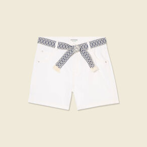 short boyfriend ceinture jean denim blanc femme Short boyfriend ceinturé jean denim blanc femme