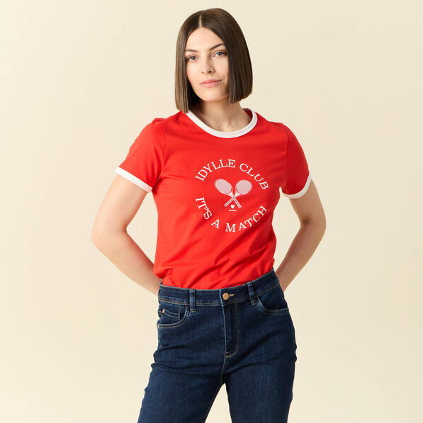 t shirt manches courtes rouge femme T-shirt manches courtes rouge femme