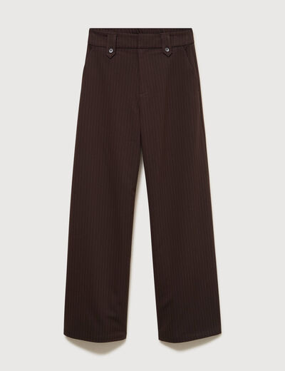 Pantalon large taille haute fluide marron fonc&eacute; femme