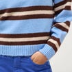 Pull droit manches longues col rond bleu femme
