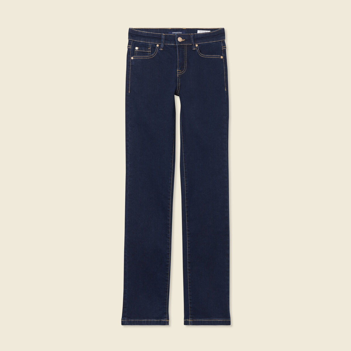 Jeans regular 5 poches denim brut rinse femme