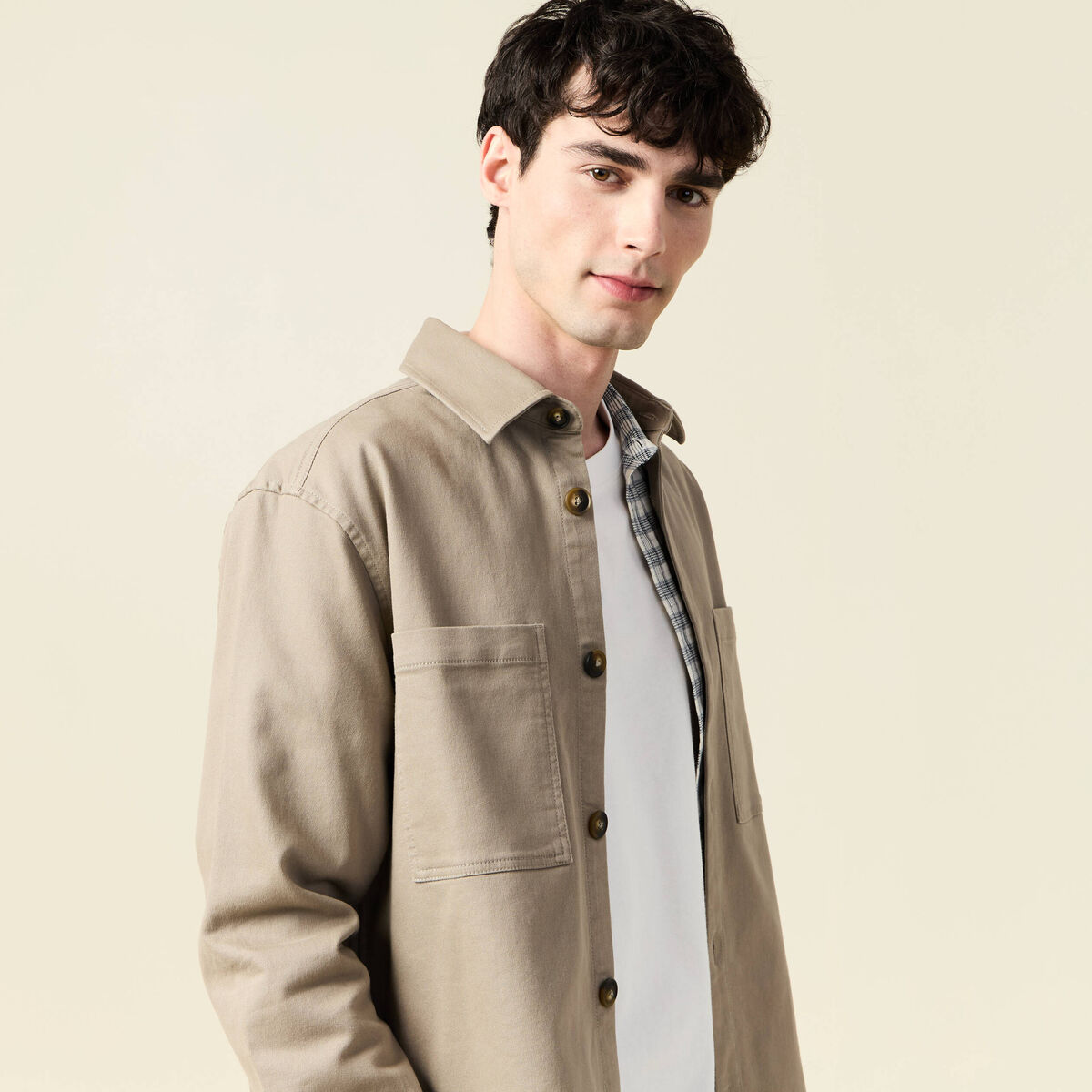 Surchemise manches longues sable homme