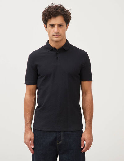 Polo droit en coton manches courtes noir homme