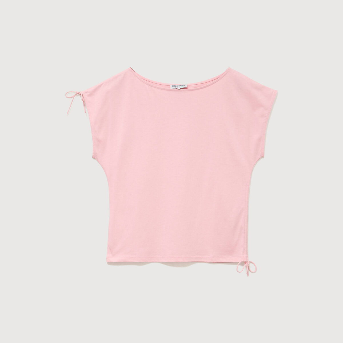 T-shirt ajust&eacute; col rond manches courtes rose clair femme