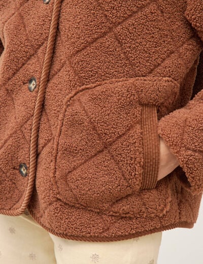 Blouson bouclette marron clair femme