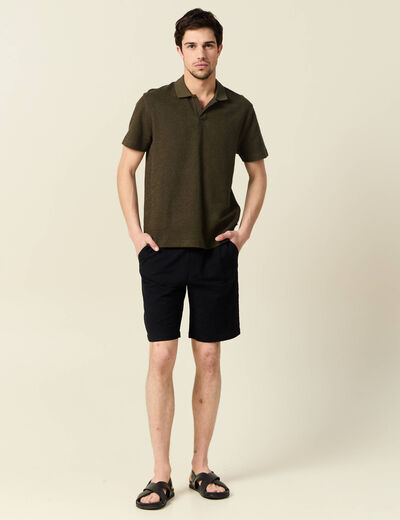 Polo manches courtes vert kaki homme
