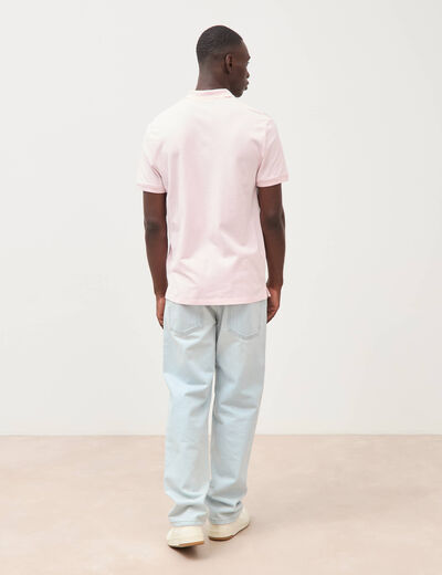 Polo cintr&eacute; en coton manches courtes rose homme