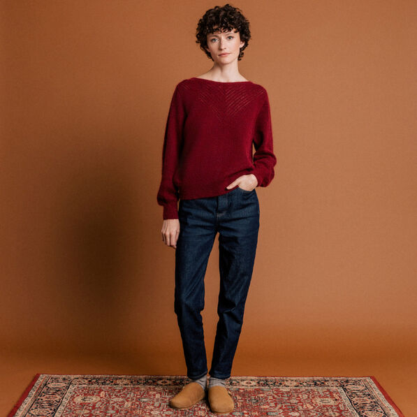 Jeans mom fabriqué en France denim brut femme