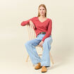 Pull à manches longues rose framboise femme