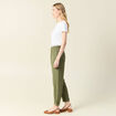Pantalon droit à coulisse vert kaki femme