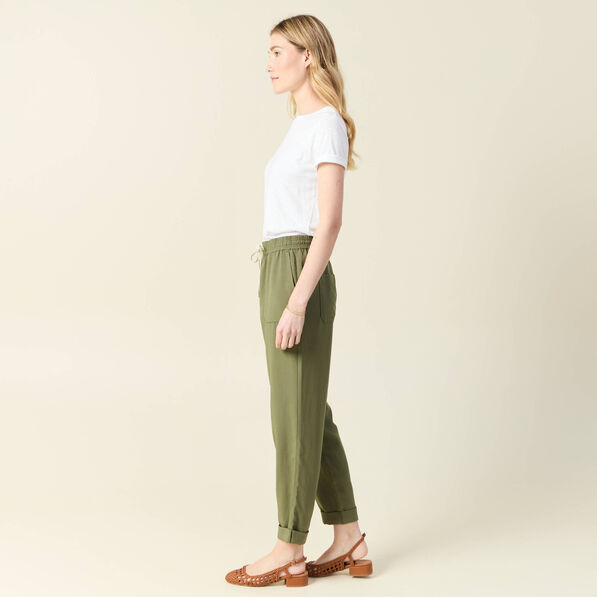 pantalon droit a coulisse vert kaki femme Pantalon droit à coulisse vert kaki femme