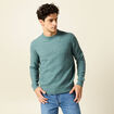 Pull manches longues col rond vert foncé homme