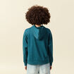 Sweat &agrave; capuche manches longues brillant bleu canard femme