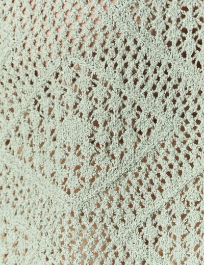 Pull manches longues ajouré vert kaki femme