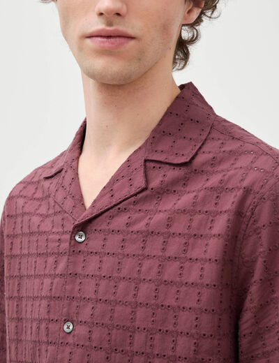Chemise boyfriend en coton avec broderie prune homme