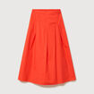 Jupe longue &eacute;vas&eacute;e en coton ray&eacute; orange fonc&eacute; femme