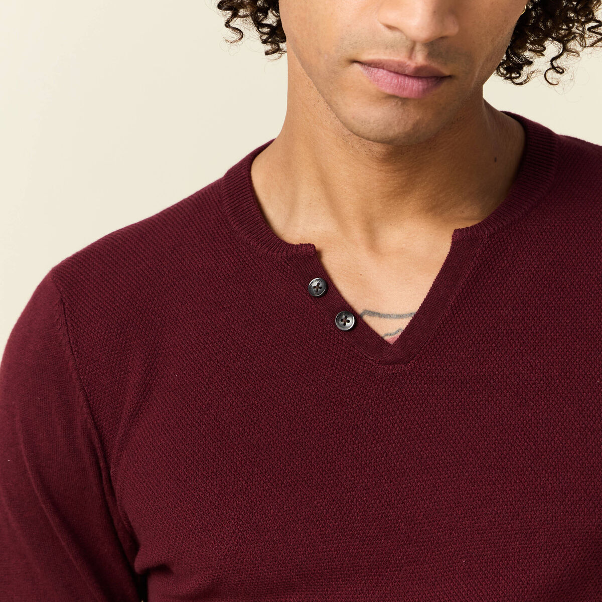 Pull manches longues rouge foncé homme