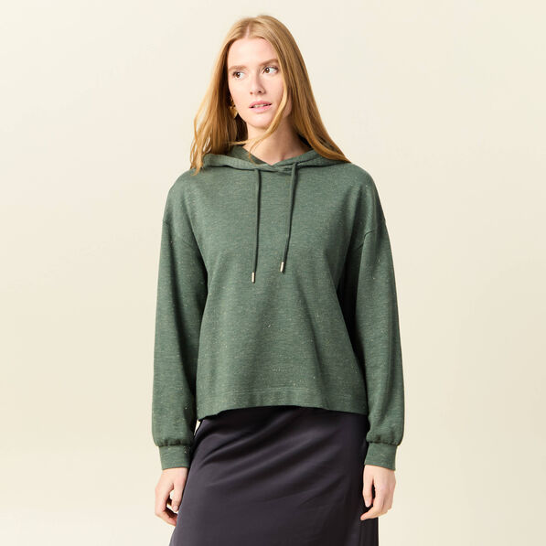 sweat a capuche brillant vert kaki femme Sweat à capuche brillant vert kaki femme