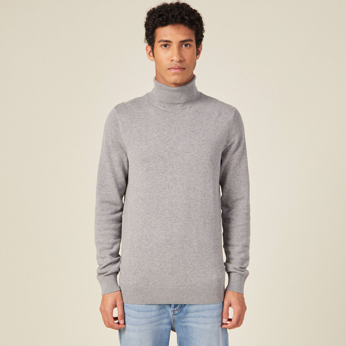 Pull manches longues gris foncé homme