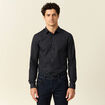 Chemise cintr&eacute;e en coton manches longues noir homme