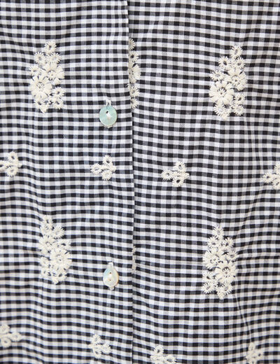 Chemise en coton manches courtes noir femme