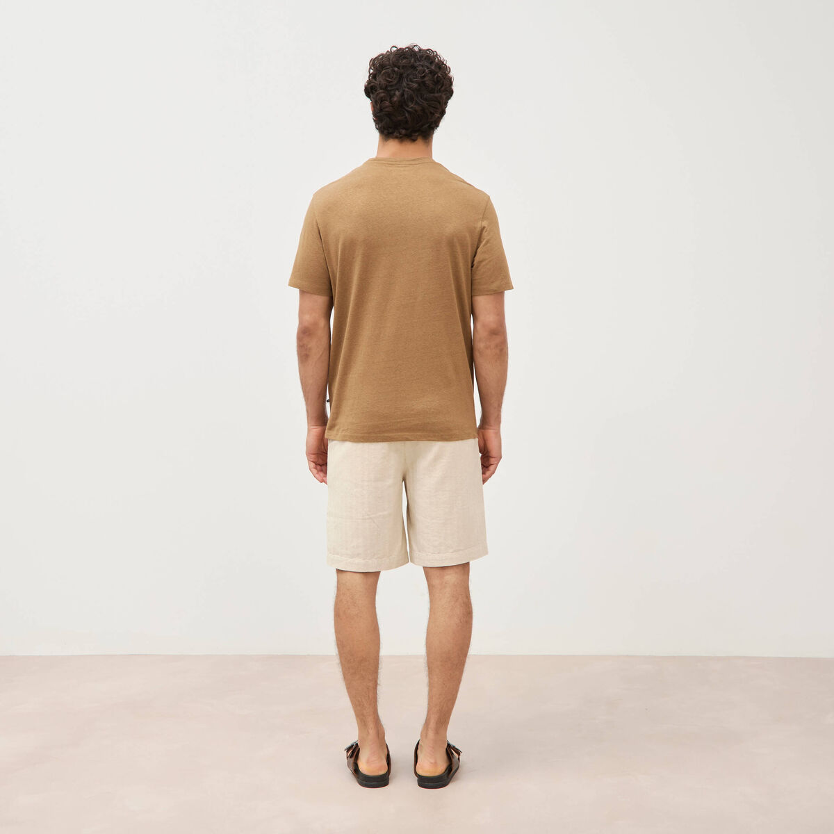T-shirt ras de cou manches courtes vert kaki homme