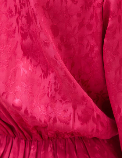 Robe &eacute;vas&eacute;e satin rose framboise femme