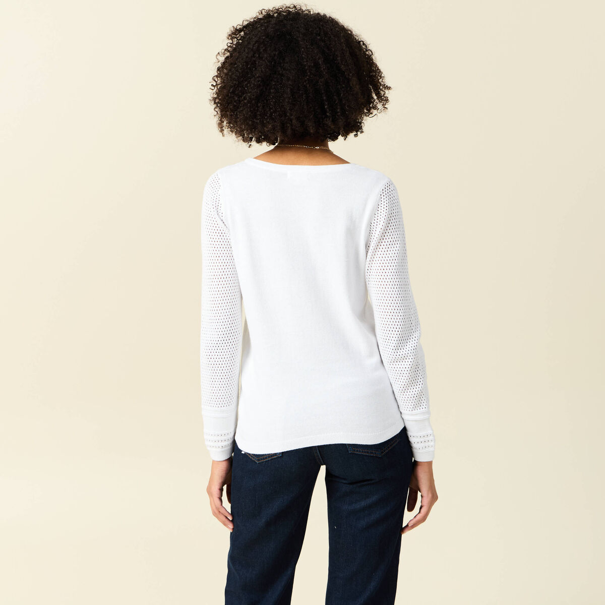 Gilet manches longues boutonné blanc femme