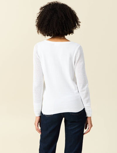 Gilet manches longues boutonné blanc femme
