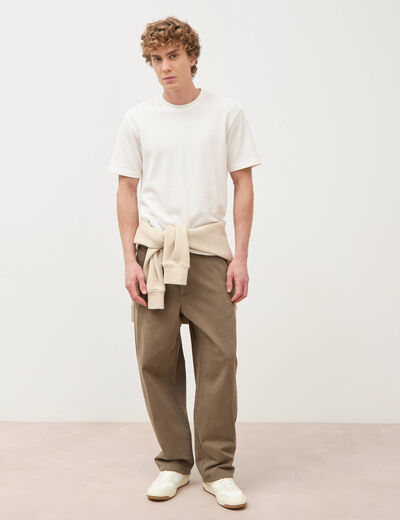 Pantalon coupe large taupe homme