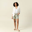 Short boyfriend ceinturé jean vert kaki femme