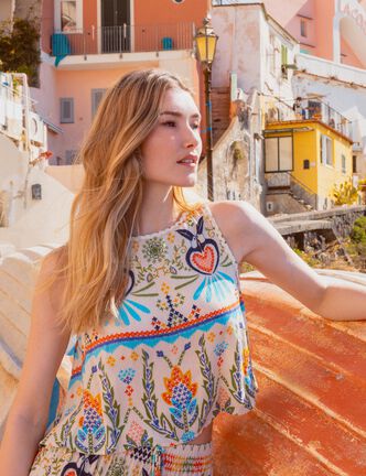 Blouse sans manches blanc femme