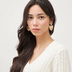 Pull droit col v manches longues ecru femme