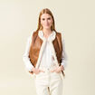Veste su&eacute;dine sans manches marron femme