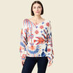 Pull manches longues col en V creme femme