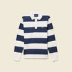 Sweat col polo manches longues bleu marine homme