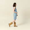 Veston sans manches en jean denim used femme