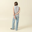 Top sans manches col montant bleu femme