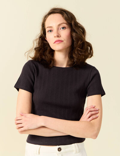 T-shirt manches courtes gris foncé femme