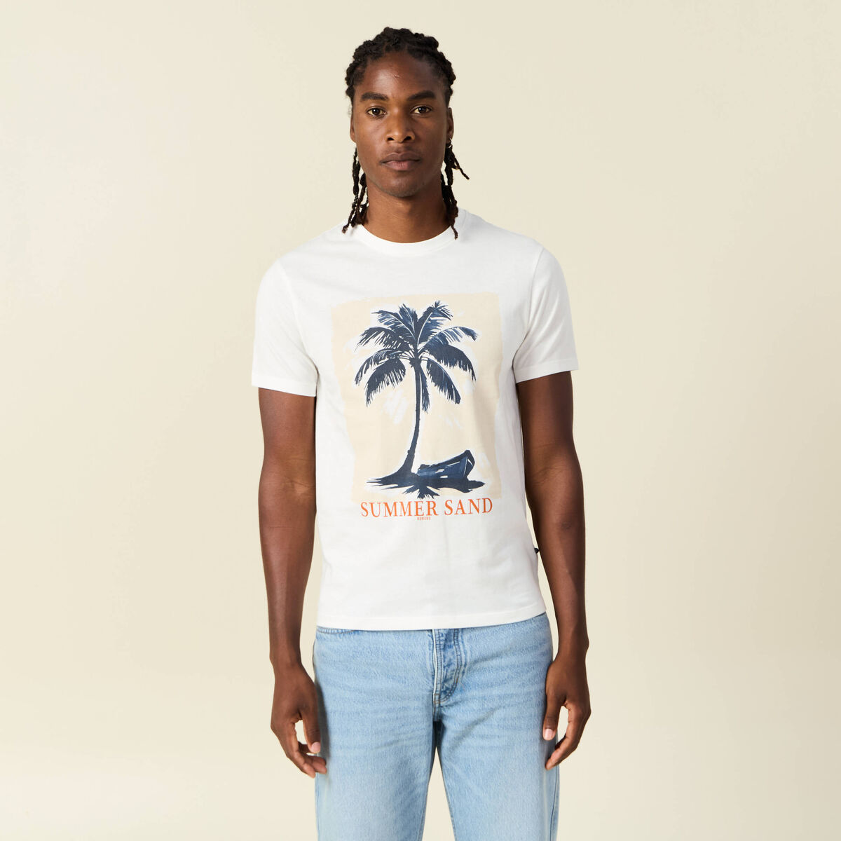 T-shirt manches courtes ecru homme