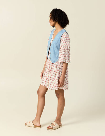 Veston sans manches en jean denim used femme