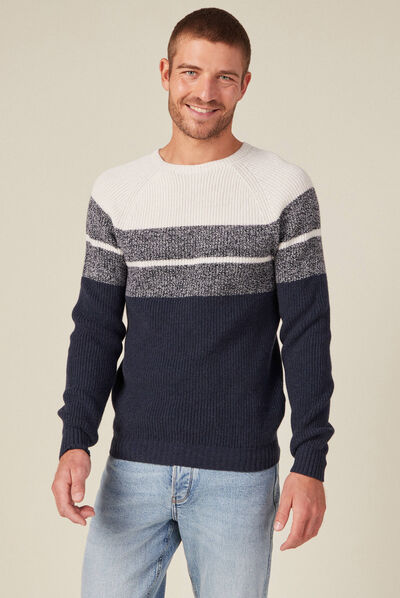 Pull manches longues ecru homme