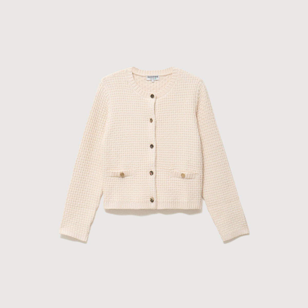 Gilet droit court manches longues ivoire femme