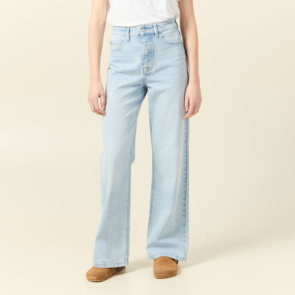 Jeans large éco-responsable denim bleach femme