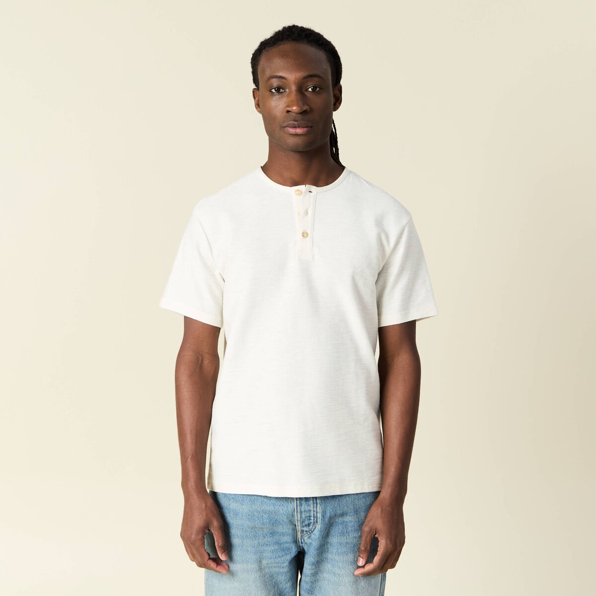 T-shirt manches courtes ecru homme