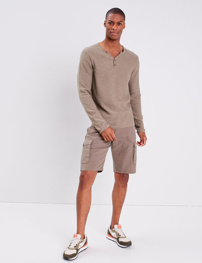 Pull manches longues vert kaki homme