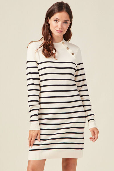 Robe pull éco-responsable ecru femme