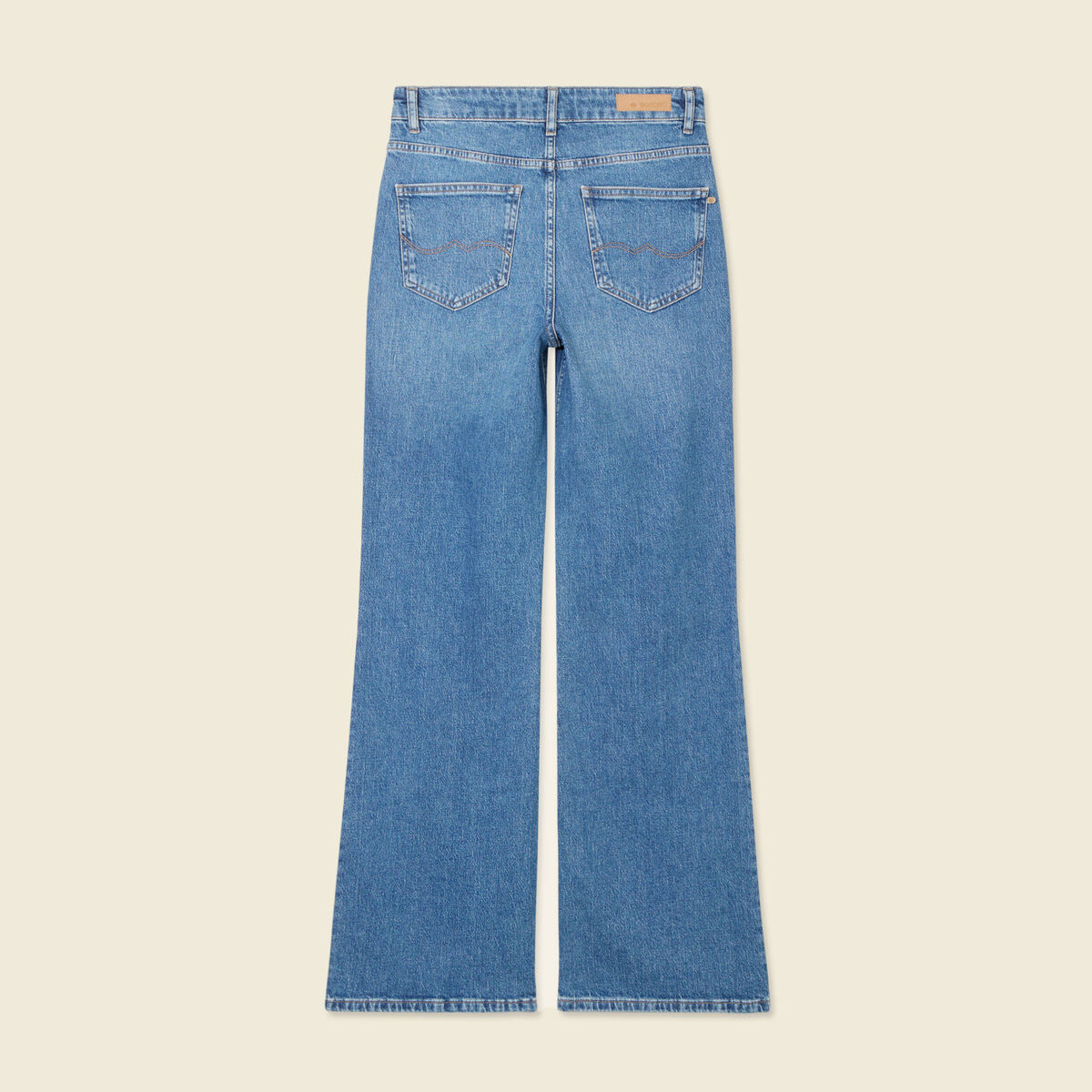 Jeans flare boutonn&eacute; denim brut femme